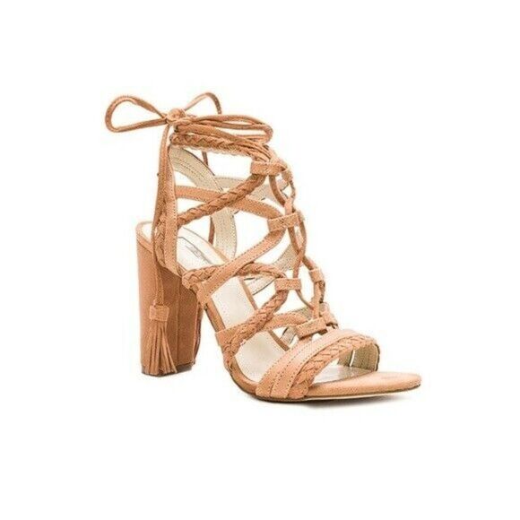 BCBG MAXAZRIA Heels‎ Brown trappy Suede Leather Strap Shoes Size 8 - Picture 1 of 12